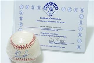 NOLAN RYAN SIGNED BASEBALL WITH COA-NOLAN RYAN FOUNDATION OFFICIAL MLB BASEBALL